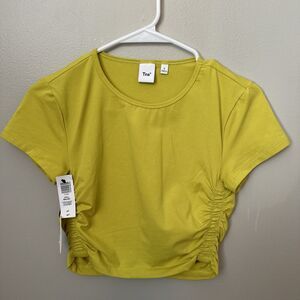 TNA Aritzia‎ Chill malibu Rusched Top S/P In Citrus Nwt